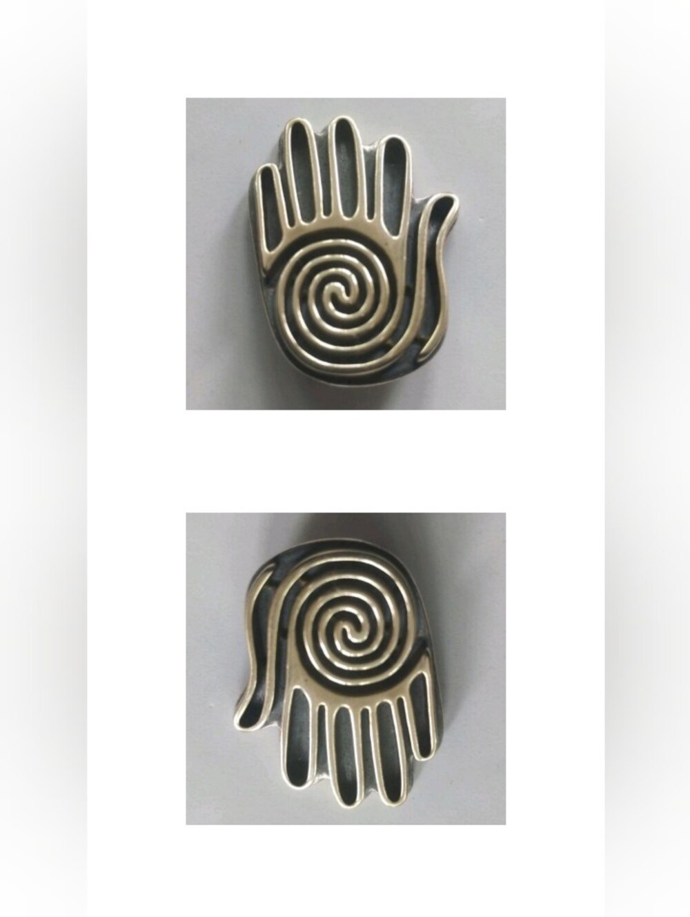Carolyn Pollack Relios Hopi Spiral Hand Brass & 925 Pendant Or Brooch